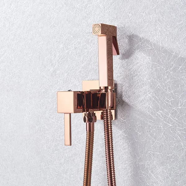 Bidetarmatur, Messingkonstruktion, Varmt og Koldt Vandblander,Rosen Guld