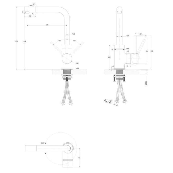 Robinet - Gurari - 5553-601 - Mässing - Svängbar 360° - Svart