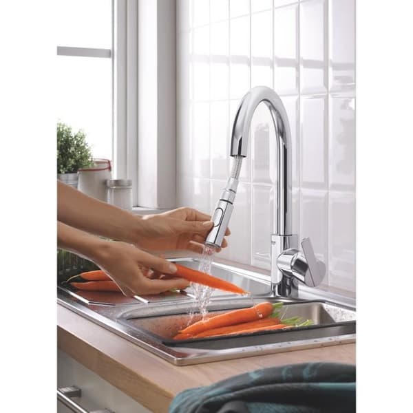 GROHE Feel diskbänkskran, utdragbar spray, 360° rotation, U-pip, 2-jet-avledare, köksblandare 31486001