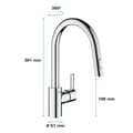 Miniatyrbild 6 av 6: GROHE Feel diskbänkskran, utdragbar spray, 360° rotation, U-pip, 2-jet-avledare, köksblandare 31486001