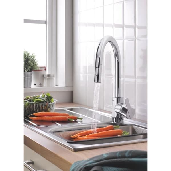 GROHE Feel diskbänkskran, utdragbar spray, 360° rotation, U-pip, 2-jet-avledare, köksblandare 31486001