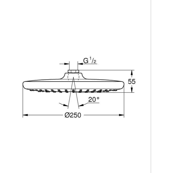 Rund takdusch - GROHE Vitalio Start 250 - 1 stråle - 250 mm - Krom - Vattenbesparing - Jämnt vattenflöde - 26815000