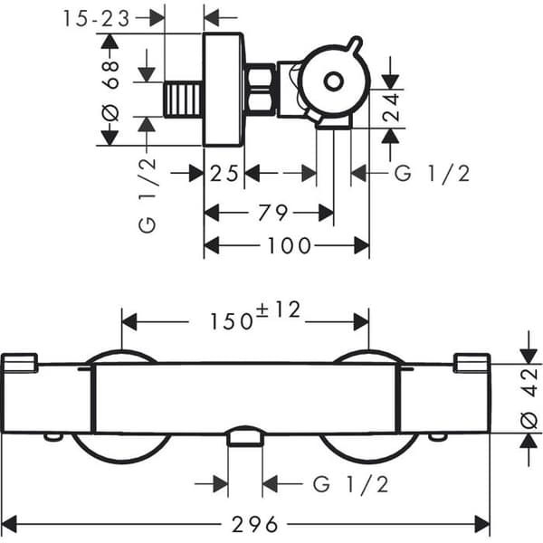 Termostatblandare dus ECOSTAT 1001 - Krom - 13211000