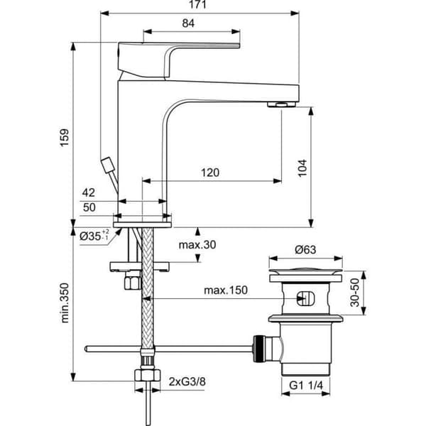 Ideal Standard Cerafine D Tvättställsblandare Krom - BC686AA