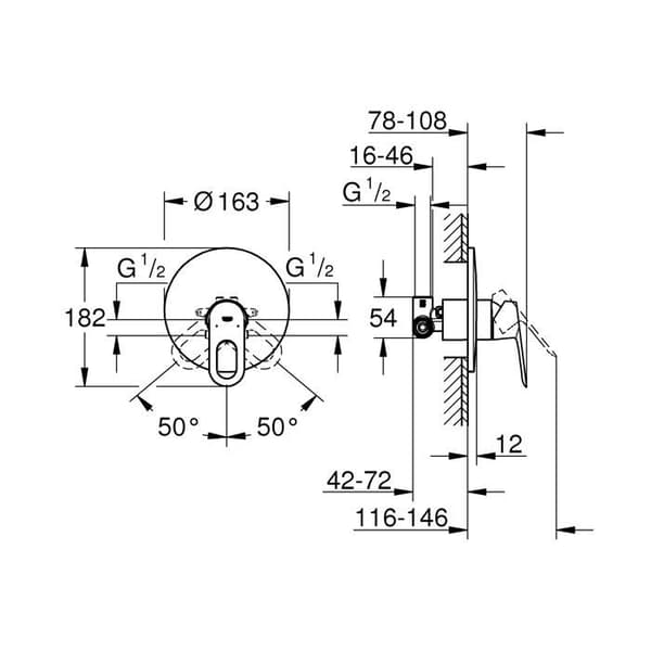 Duschblandare - GROHE - 29084000 - Metall - Kromad - Enkelskole