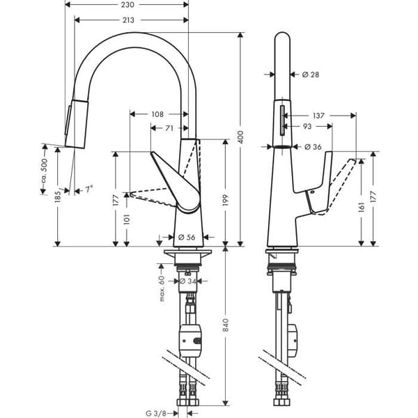 hansgrohe Engrepps köksblandare Talis S 200 med vridbar pip upp till 150° Krom 72813000