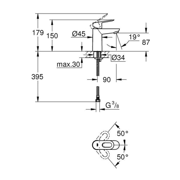 Blandare - GROHE - 23337000 - Krom - Brons - En-håls