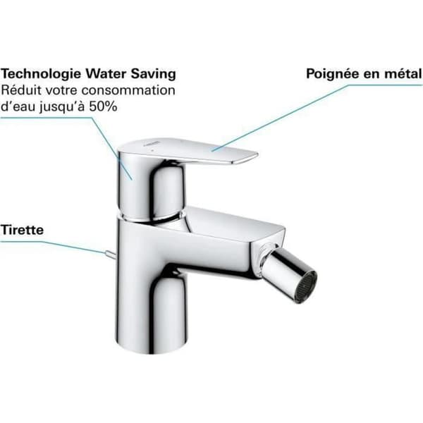 GROHE Start Edge engrepps bidéblandare - Waste Pull - Ekonomisk vattenluftare - Krom