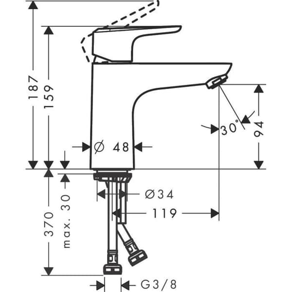 HANSGROHE Ecos L tvättställsblandare, krom, 14081000