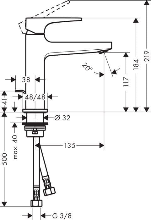 Handfatblandare - Hansgrohe - Metropol 110 - Krom - Spakhandtag - Avlopp ingår