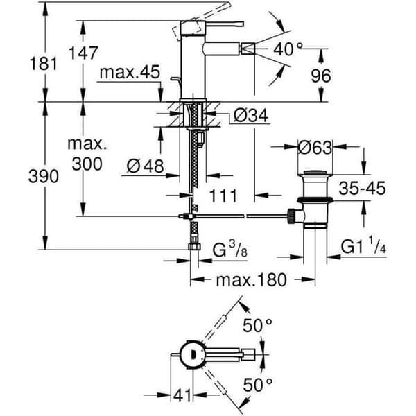 GROHE Essence 32935001 bidéblandare - Kulledspip - Temperaturbegränsare - Krom - Storlek S