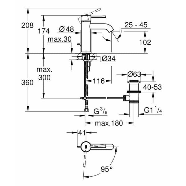 Essence Tvättställsblandare - GROHE - 23591001 - Vattensparande - Keramisk patron