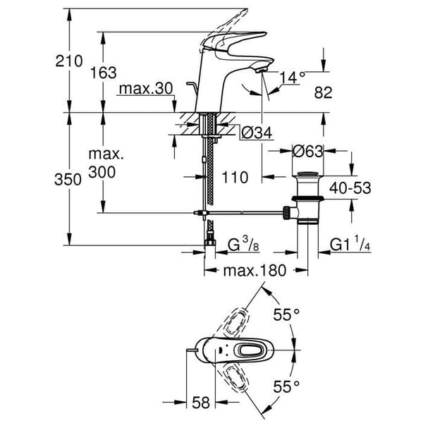 GROHE Eurostyle Ny tvättställsblandare 33558LS3 Import Tyskland