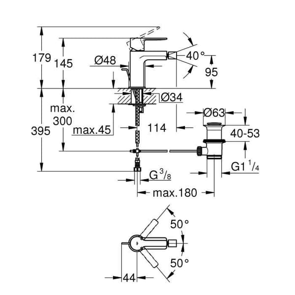 Grohe - miscelatore bidé monoforo e scarico Grohe Lineare Ny 33848001 cromo