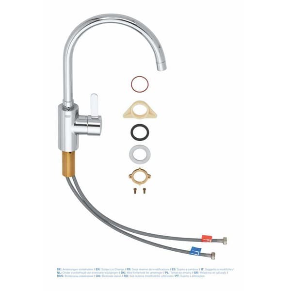 Diskbänksblandare - GROHE - 32843002 - Enkelhål - Svängbar - Krom