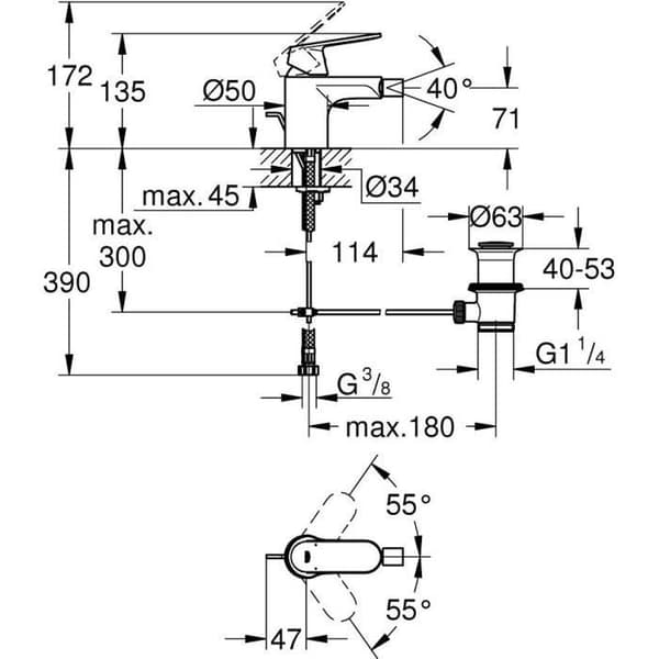 GROHE Eurosmart Cosmopolitan bidéblandare 32839000 - Temperatur- och flödeskontroll - Krom - Storlek S