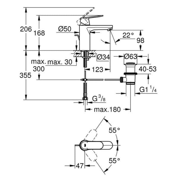 EUROSMART COSMOPOLITAN tvättställsblandare storlek M - GROHE - 23325-000