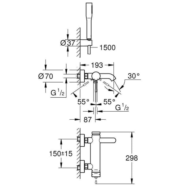 Essens Mitigeur monocommande 1/2" bad/dusch (33628001)