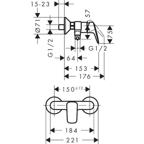 Duschblandare - HANSGROHE - Logis - Kromad - Flöde 17 l/mn - Engrepp