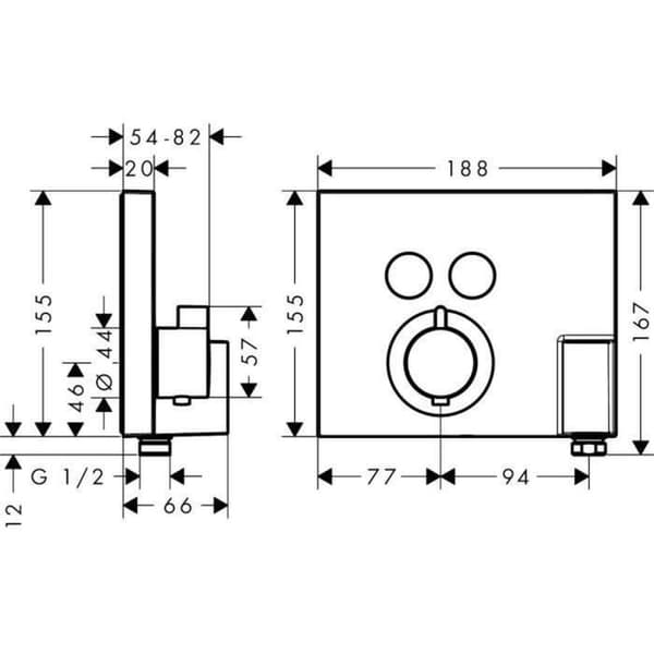 Färdigställningsset - hansgrohe - ShowerSelect - Inbyggd installation - 2 utgångar - Flöde 26 l/min