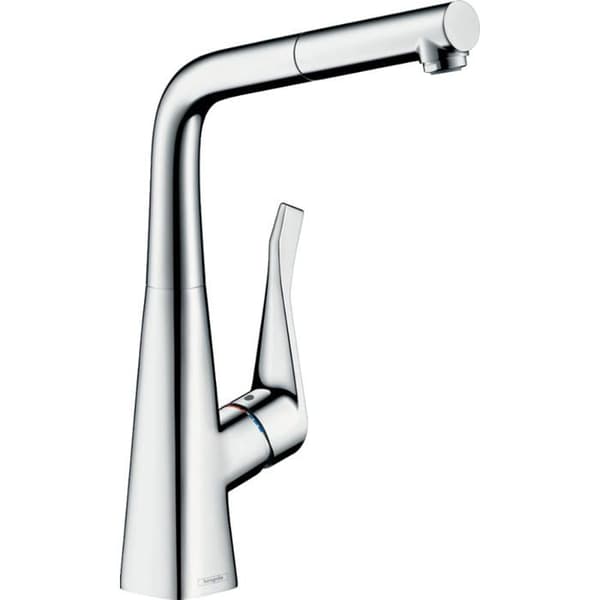 Diskbänksblandare - HANSGROHE - Metris - Utdragspip - Svängbar - Krom