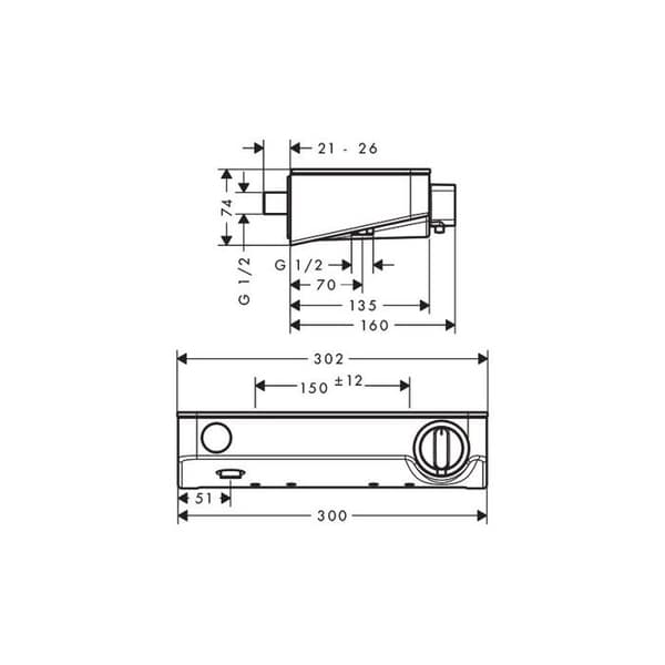 Termostatduschblandare - Hansgrohe - ShowerTablet Select 300 - Vit/Krom - 2 hål - Metall