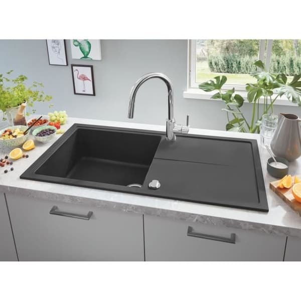 GROHE 1 -grepps tvättställsblandare Concetto 31483002 -Bec svängbart rör -360 ° rotation -Uttdragbar dusch -Flödesbegränsare -Krom
