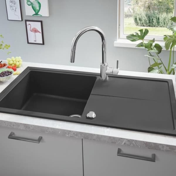 GROHE 1 -grepps tvättställsblandare Concetto 31483002 -Bec svängbart rör -360 ° rotation -Uttdragbar dusch -Flödesbegränsare -Krom