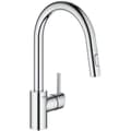 Miniatyrbild 1 av 3: GROHE 1 -grepps tvättställsblandare Concetto 31483002 -Bec svängbart rör -360 ° rotation -Uttdragbar dusch -Flödesbegränsare -Krom