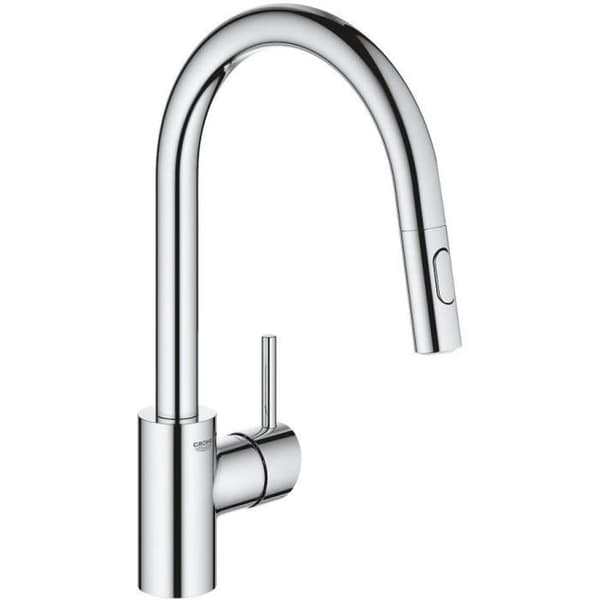 GROHE 1 -grepps tvättställsblandare Concetto 31483002 -Bec svängbart rör -360 ° rotation -Uttdragbar dusch -Flödesbegränsare -Krom