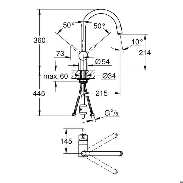 Diskblandare C pip med utdragbar spray MINTA - GROHE - 32918000