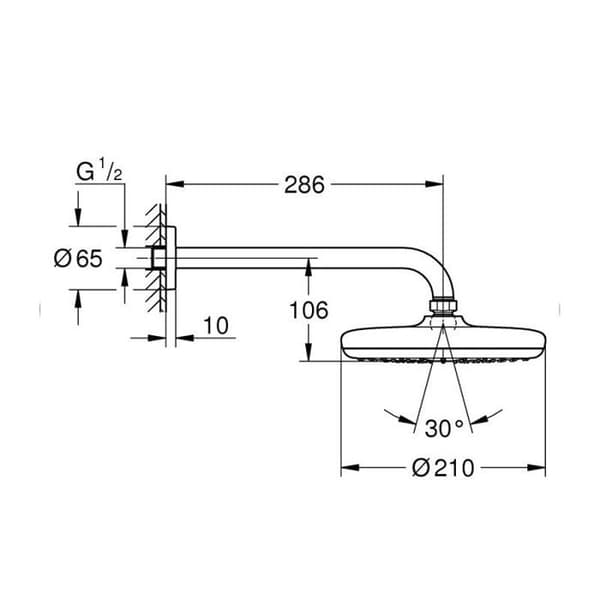 Duschset - Grohe - Tempesta 210 - 286 mm - 1 stråle - Krom