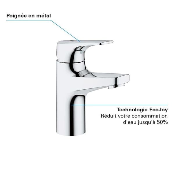GROHE Bauflow Handfatskran, storlek XS, slät kropp, 20575000, 23752000, S-storlek 23752000
