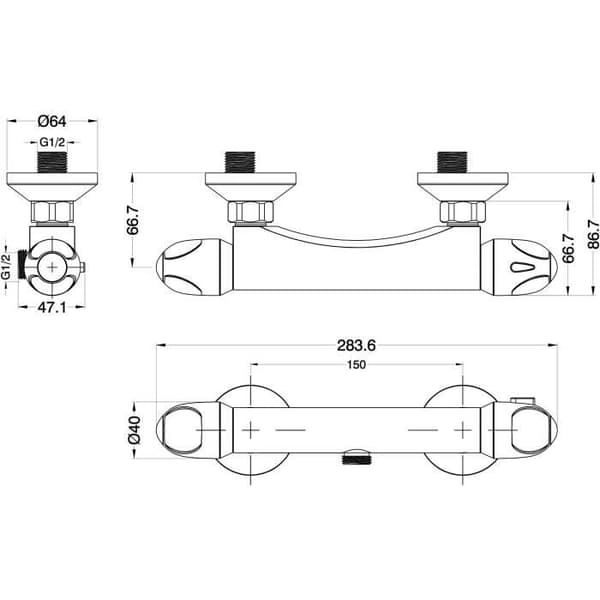 EISL Vitalis Termostatisk duschblandare Krom - CLT168VCR