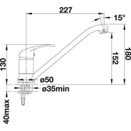 BLANCO DARAS, antracit, Spakhandtag, Enkel, Keramik, 360°, G3-8
