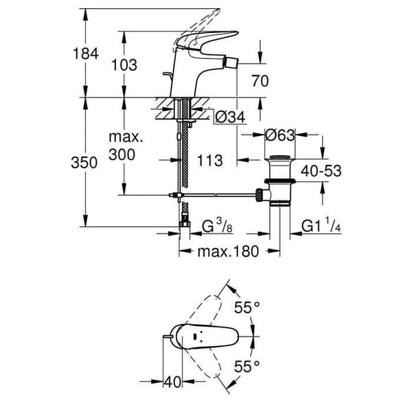 Grohe - miscelatore bidé monoforo Grohe Eurostyle New 23720003 cromo