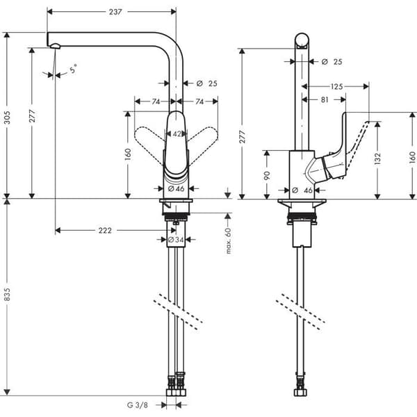 Focus M41 280 köksblandare - HANSGROHE - Svängbar - Metall - Krom