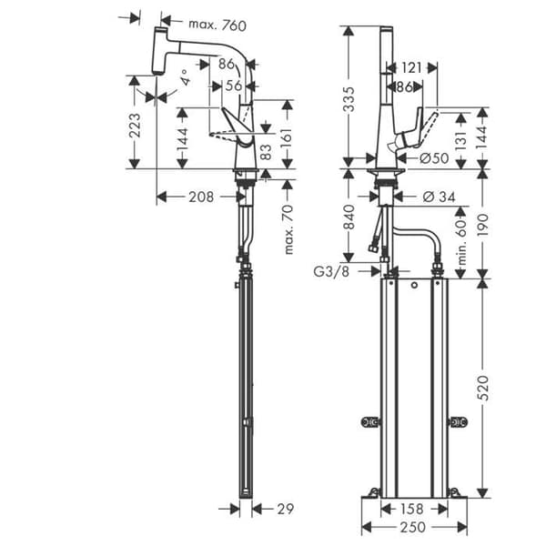 Hansgrohe Engrepps diskbänksblandare Comfort höjd, silver, - 73852000