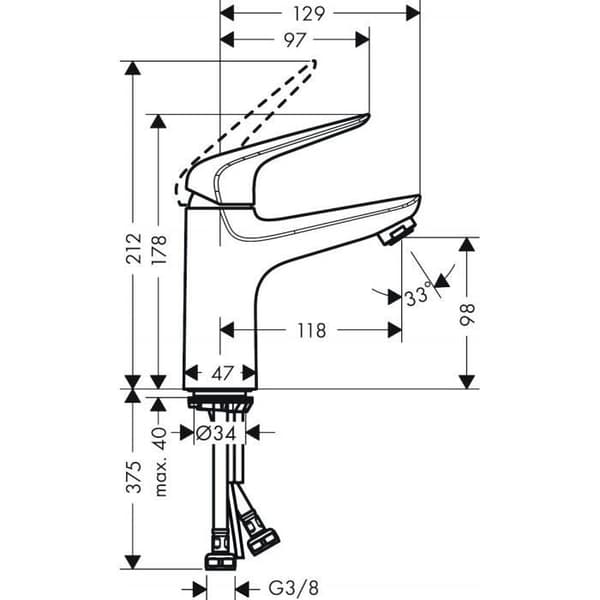 hansgrohe (HB7HL) Hansgrohe 71034000 Novus Engreppsblandare 100 LowFlow med push-Open spill Krom Silver - 71034000