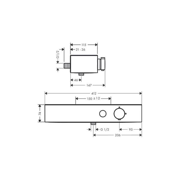 Mitigeur duschtermostat HANSGROHE ShowerTablet Select 400 vit matt