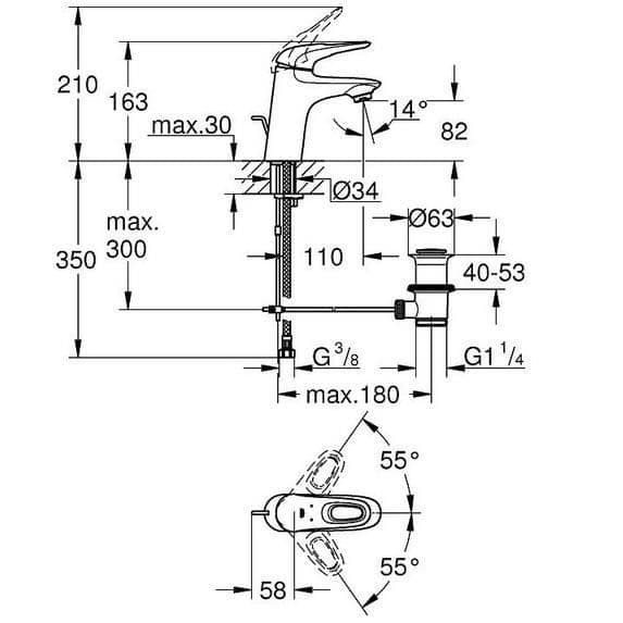 Eurostyle Ecojoy tvättställsblandare - GROHE - 33558003 - Vattensparande - Krom - Fast