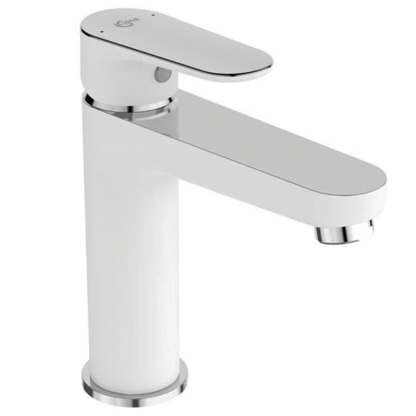 Engrepps handfatsblandare - IDEAL STANDARD - TYRIA - Vit/Krom - Drahandtag och popup-avfall i metall