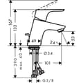 Miniatyrbild 2 av 2: Basinblandare FOCUS 70 ECO - CH3 - Krom - 31539000