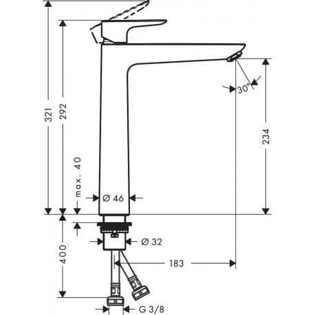Handfatblandare - Hansgrohe - Talis E 240 - Matt svart - Engrepp - Vattenbesparing