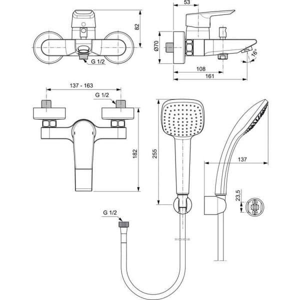 Utomhusblandare Badkar - Ideal Standard - Ceramix New - Kromad - Keramik - 1 handtag