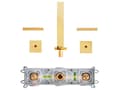 Miniatyrbilde 6 av 6: Veggmontert Servantbatteri Gull Messing 3 Hull med Dobbel Spak
