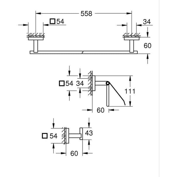 Tillbehörsset 3 i 1 - GROHE - 411242430 - Matt svart - Metall - Dusch