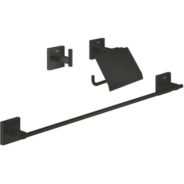 Tillbehörsset 3 i 1 - GROHE - 411242430 - Matt svart - Metall - Dusch