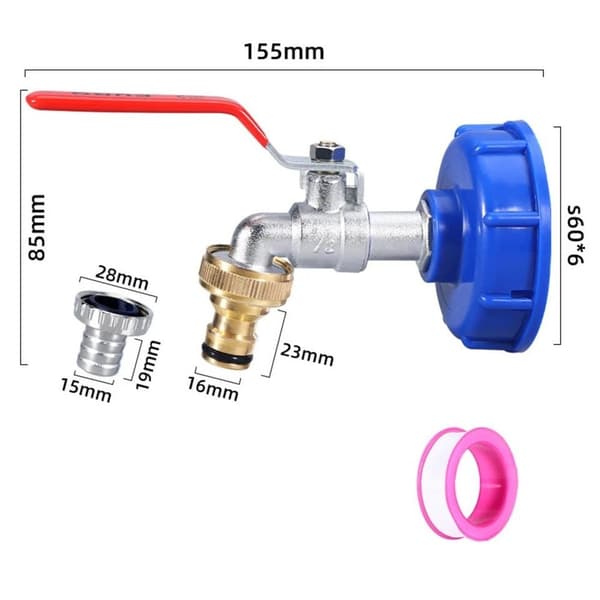 Kran med kranadapter till IBC tank 1/2 Inch Alloy Faucet