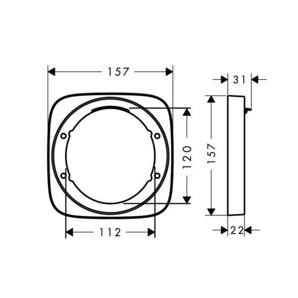 HANSGROHE IBox kompensationsrosett set 157x157mm Krom